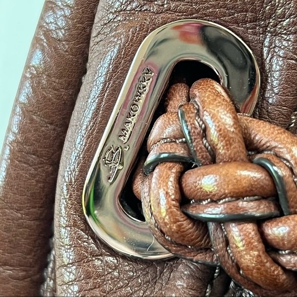 B Makowsky brown leather slouchy hobo shoulder handbag purse. - Picture 12 of 12